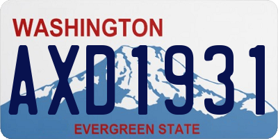WA license plate AXD1931