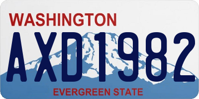 WA license plate AXD1982