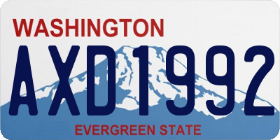 WA license plate AXD1992