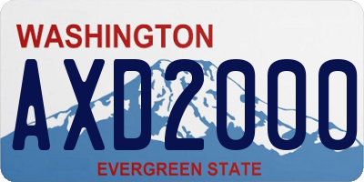 WA license plate AXD2000