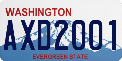 WA license plate AXD2001