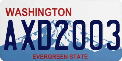 WA license plate AXD2003