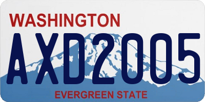 WA license plate AXD2005