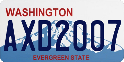 WA license plate AXD2007