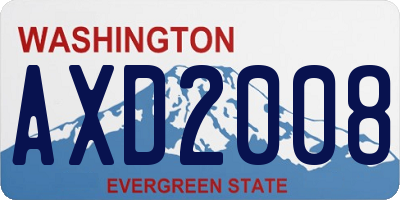 WA license plate AXD2008