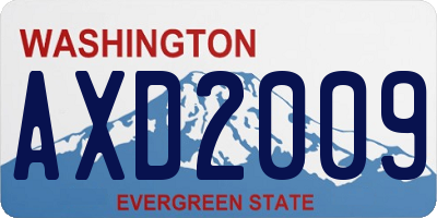 WA license plate AXD2009