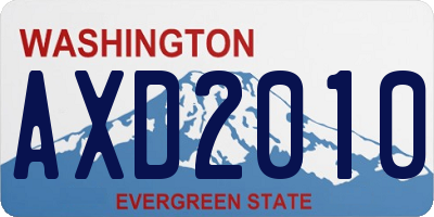 WA license plate AXD2010