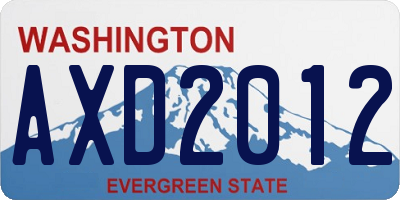 WA license plate AXD2012