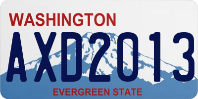WA license plate AXD2013