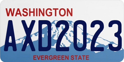 WA license plate AXD2023