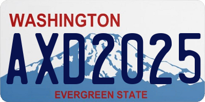 WA license plate AXD2025