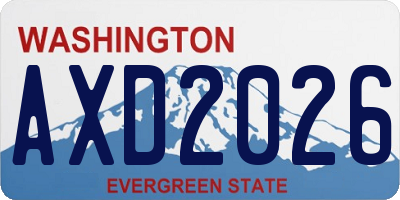 WA license plate AXD2026