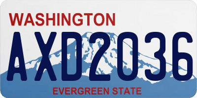 WA license plate AXD2036
