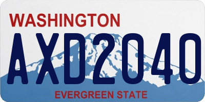 WA license plate AXD2040