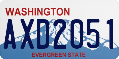 WA license plate AXD2051