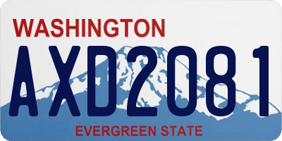 WA license plate AXD2081