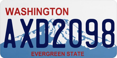WA license plate AXD2098
