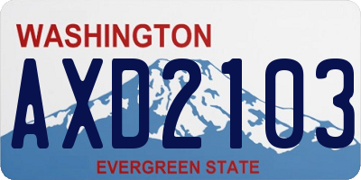 WA license plate AXD2103