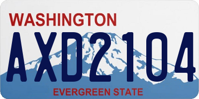 WA license plate AXD2104