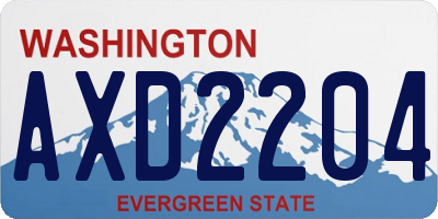 WA license plate AXD2204