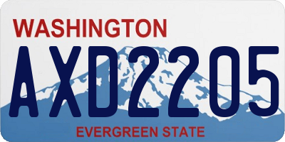 WA license plate AXD2205
