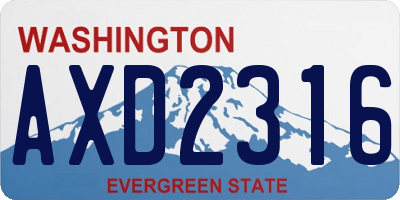 WA license plate AXD2316