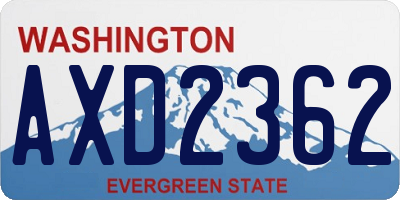 WA license plate AXD2362