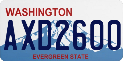 WA license plate AXD2600