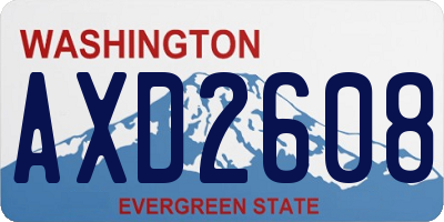 WA license plate AXD2608