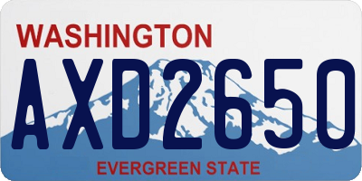 WA license plate AXD2650