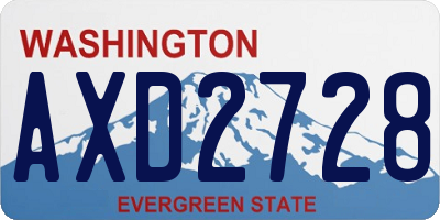 WA license plate AXD2728