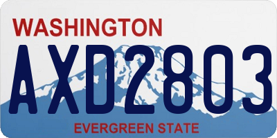 WA license plate AXD2803