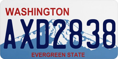 WA license plate AXD2838
