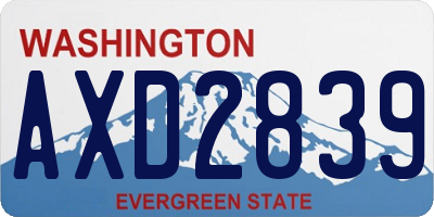WA license plate AXD2839