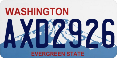 WA license plate AXD2926