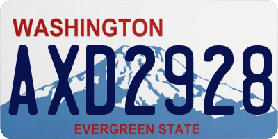 WA license plate AXD2928