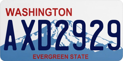 WA license plate AXD2929