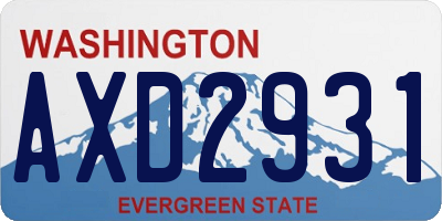 WA license plate AXD2931