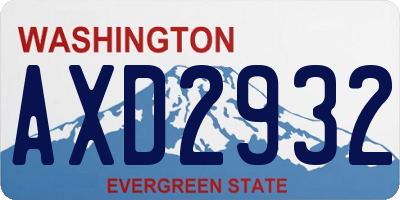 WA license plate AXD2932