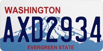 WA license plate AXD2934
