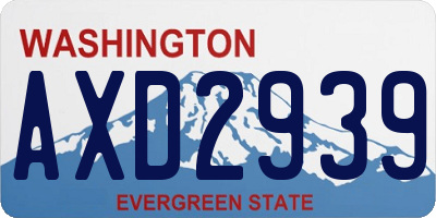 WA license plate AXD2939