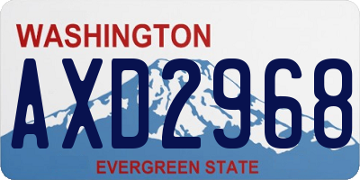 WA license plate AXD2968
