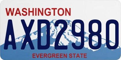 WA license plate AXD2980