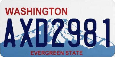 WA license plate AXD2981