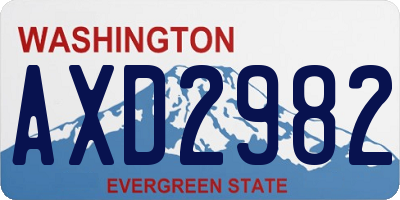 WA license plate AXD2982