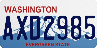 WA license plate AXD2985