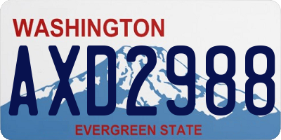 WA license plate AXD2988