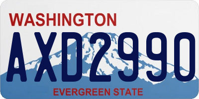 WA license plate AXD2990