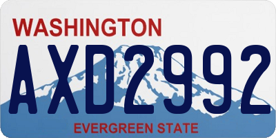 WA license plate AXD2992