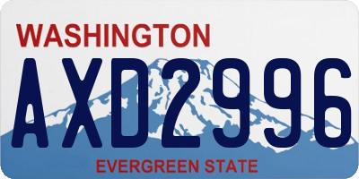 WA license plate AXD2996